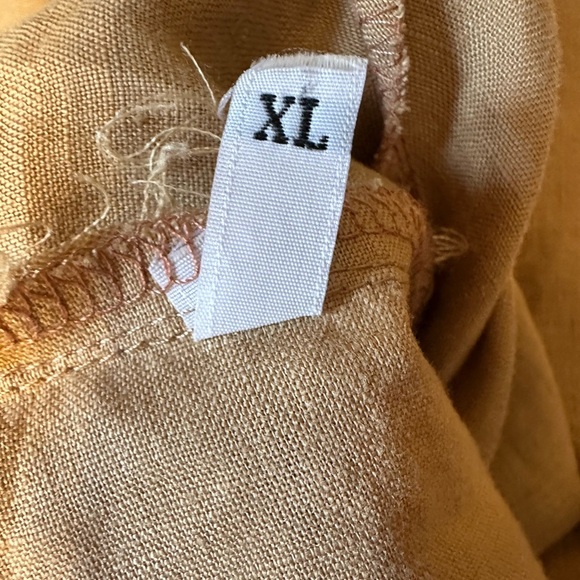 Linen, midi length, shirt dress with embroidered crane. Size XL - Picture 6 of 10